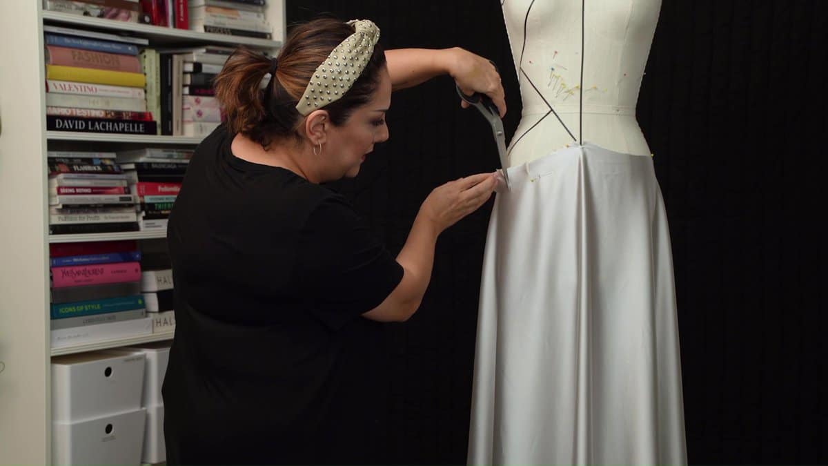 Adjusting and Draping Half-Circle or Full-Circle Skirt on Vionnet Dress